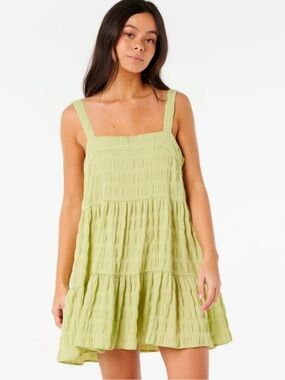 NWT- Rip Curl Cala Nights Seersucker Mini Dress-Sage